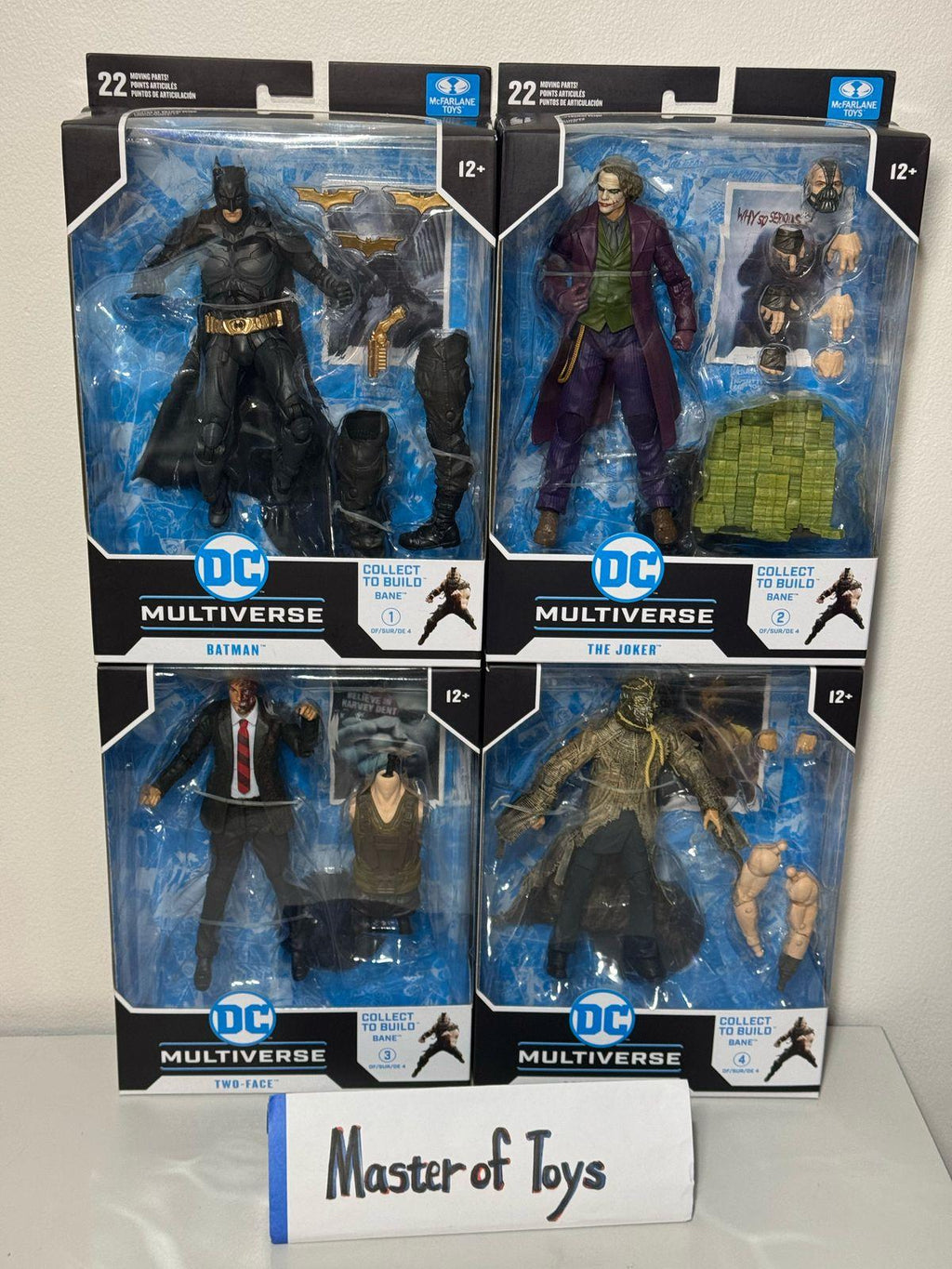 McFarlane DC Multiverse Batman | The Joker | Two Face | Scarecrow ( The Dark Knight Trilogy) with CTB Bane 4 Packs - Ready Stock