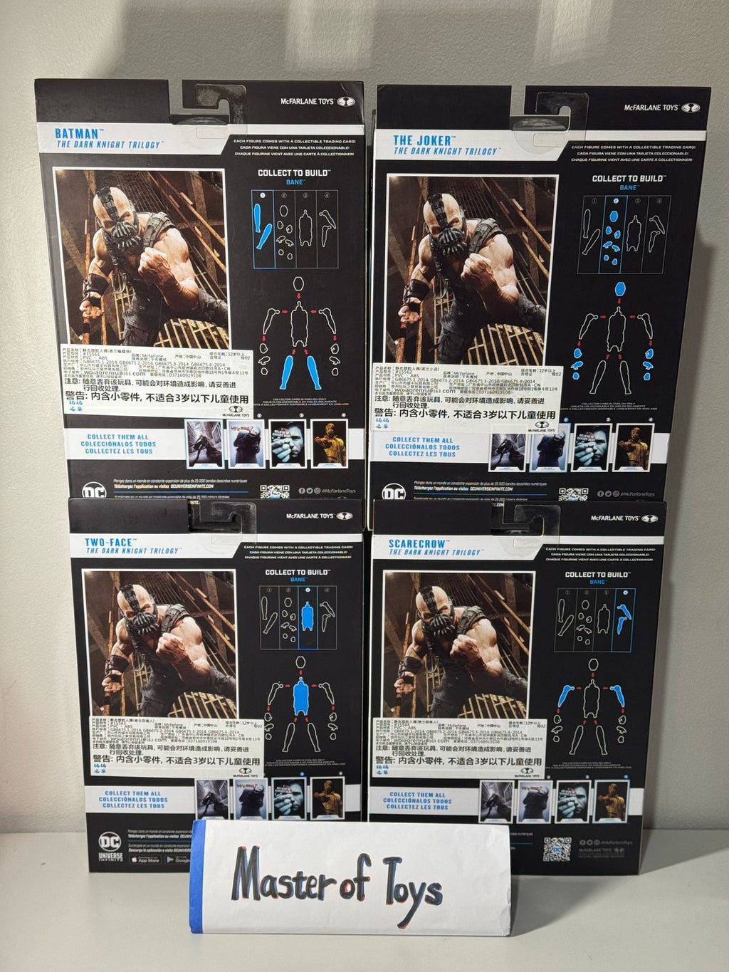 McFarlane DC Multiverse Batman | The Joker | Two Face | Scarecrow ( The Dark Knight Trilogy) with CTB Bane 4 Packs - Ready Stock