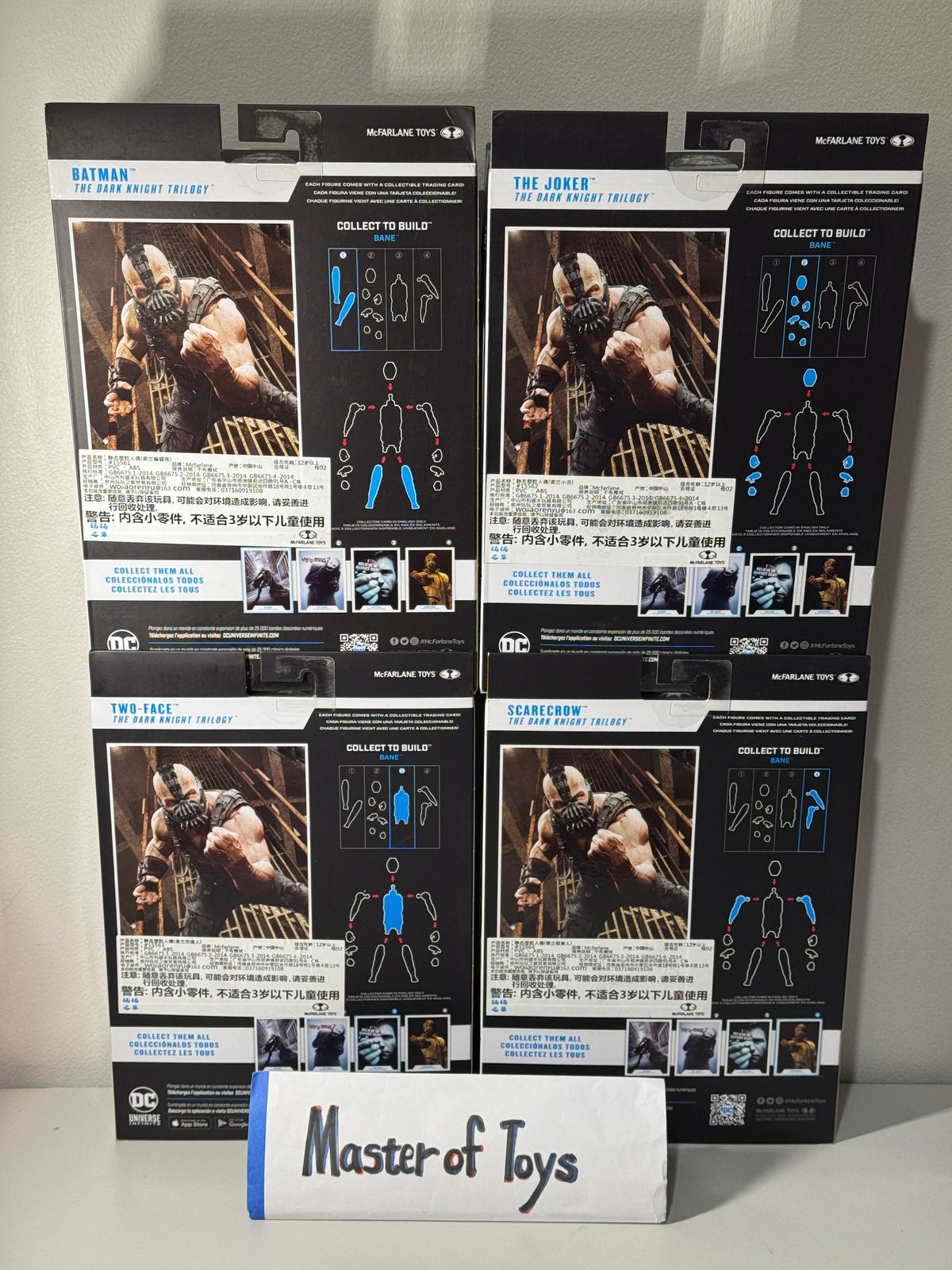 McFarlane DC Multiverse Batman | The Joker | Two Face | Scarecrow ( The Dark Knight Trilogy) with CTB Bane 4 Packs - Ready Stock