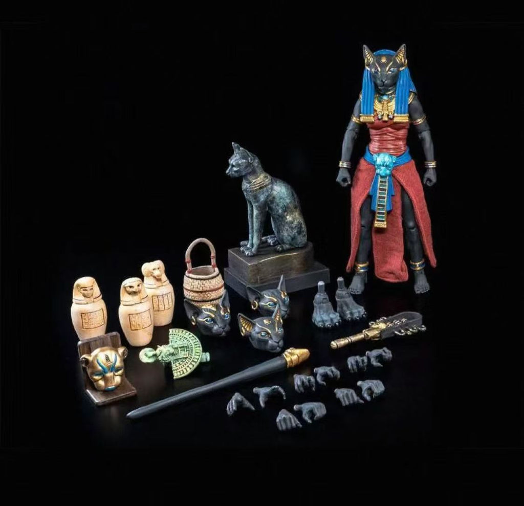 Figura Obscura Exclusive Gods of Ancient Egypt Black & Red Bastet Four Horsemen - Ready Stock